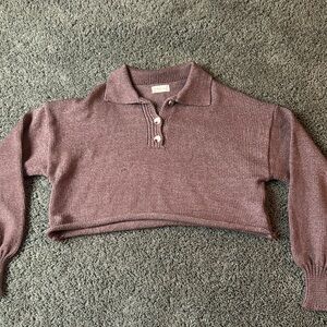 Brown Cropped Knit Sweater